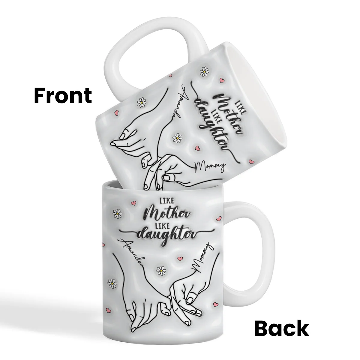3D Inflated Like Mother Like Daughter Holding Hands Personalized Mug - Image 3