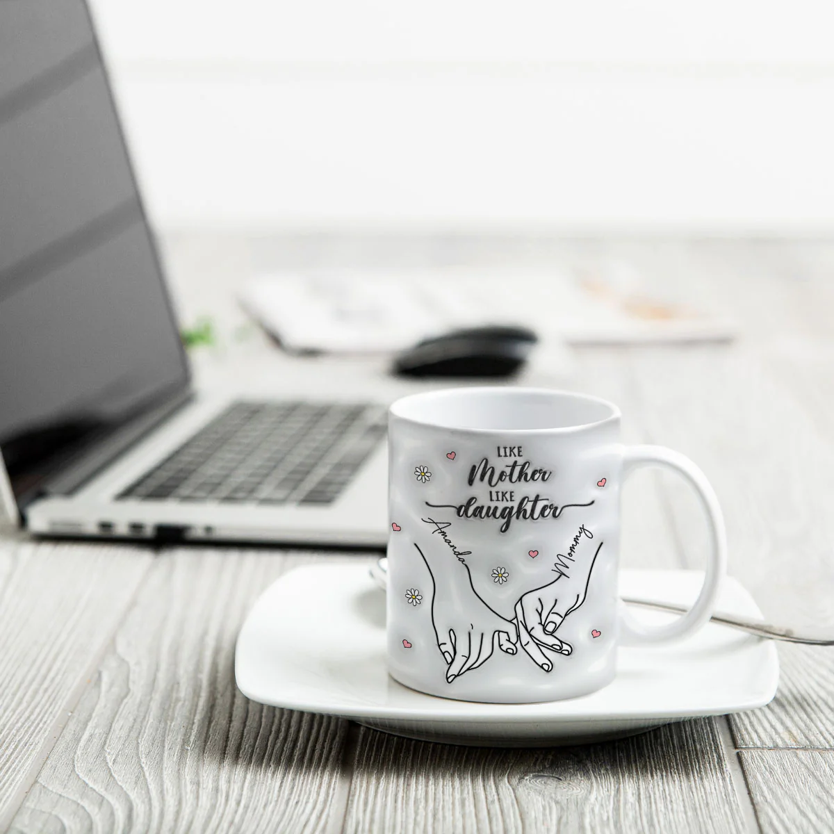3D Inflated Like Mother Like Daughter Holding Hands Personalized Mug - Image 4