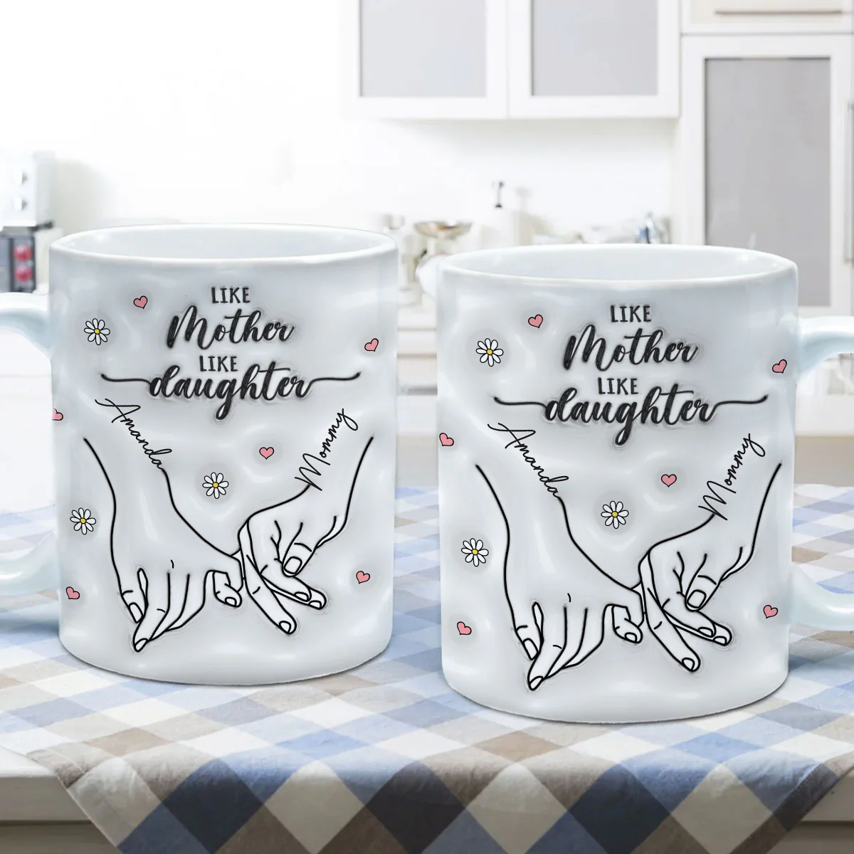 3D Inflated Like Mother Like Daughter Holding Hands Personalized Mug - Image 5