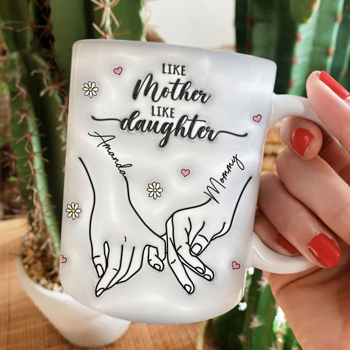 3D Inflated Like Mother Like Daughter Holding Hands Personalized Mug - Image 6