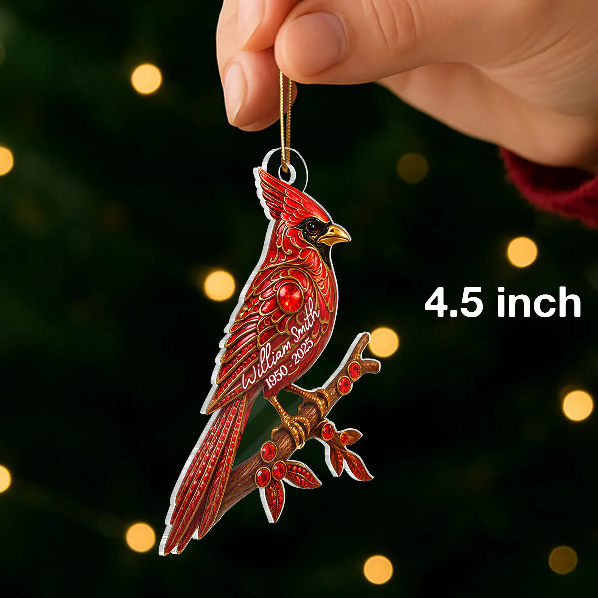 3D Metal Red Cardinal Memorial - Personalized Acrylic Ornament - Sympathy Christmas Gift For Loss Of Loved Ones - Image 2
