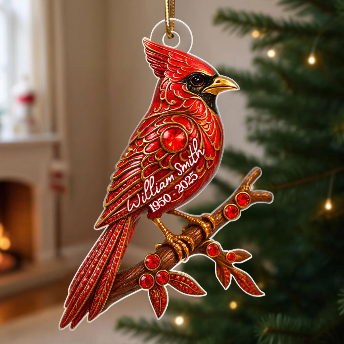 3D Metal Red Cardinal Memorial - Personalized Acrylic Ornament - Sympathy Christmas Gift For Loss Of Loved Ones - Image 4