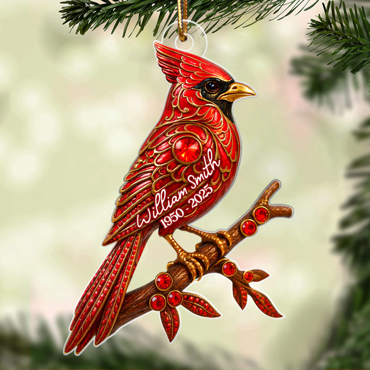 3D Metal Red Cardinal Memorial - Personalized Acrylic Ornament - Sympathy Christmas Gift For Loss Of Loved Ones - Image 5