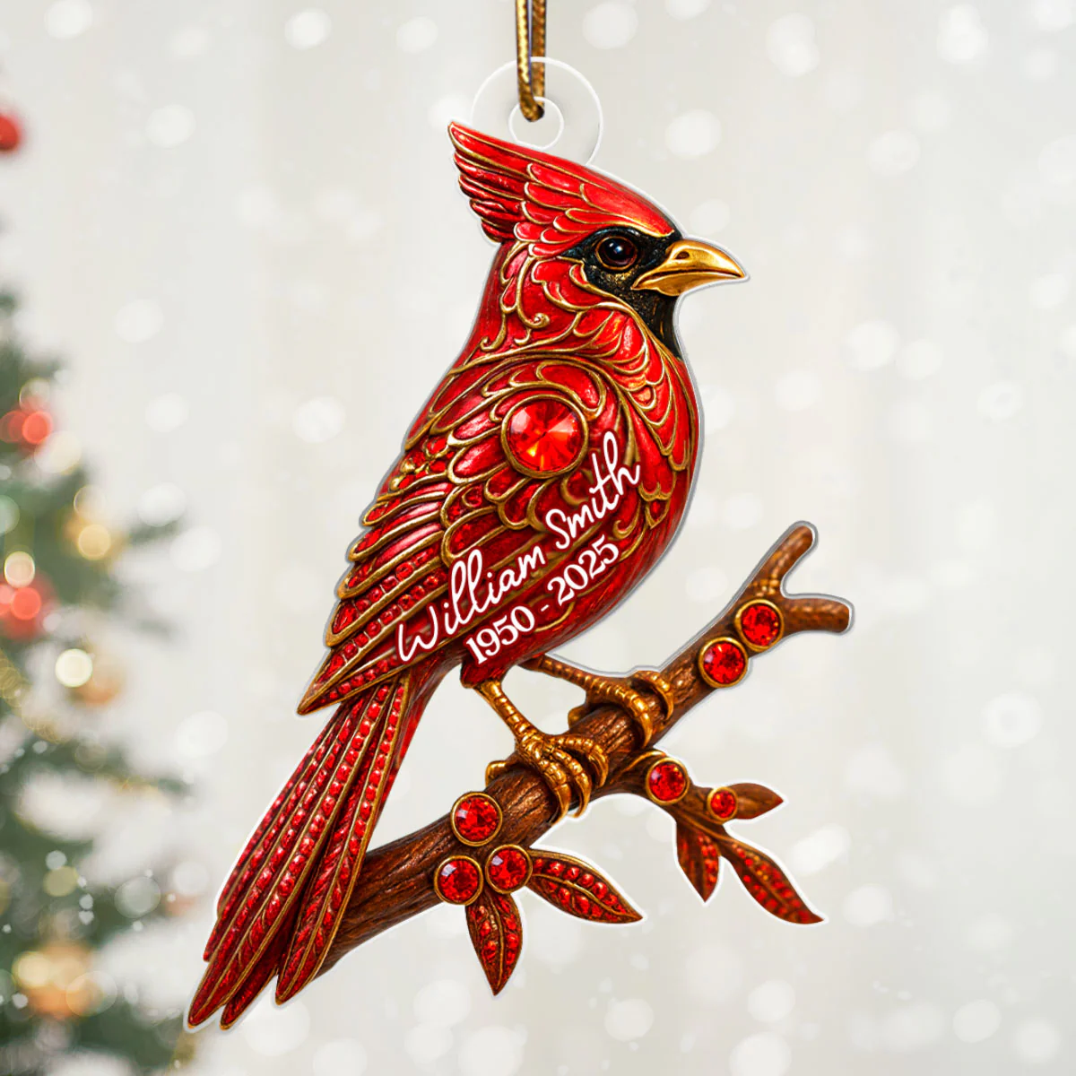 3D Metal Red Cardinal Memorial - Personalized Acrylic Ornament - Sympathy Christmas Gift For Loss Of Loved Ones - Image 7