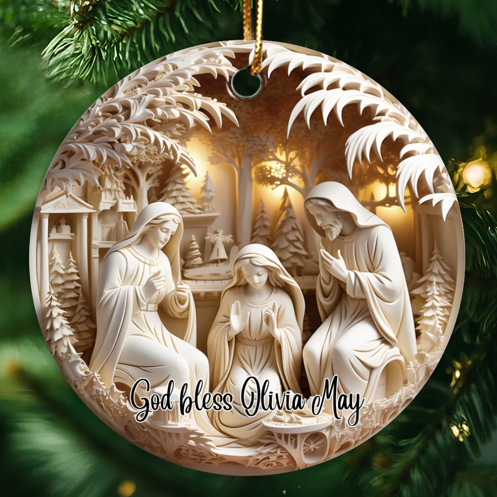 3D Nativity Scene "Birth Of Christ" Christmas Ornament - Image 10