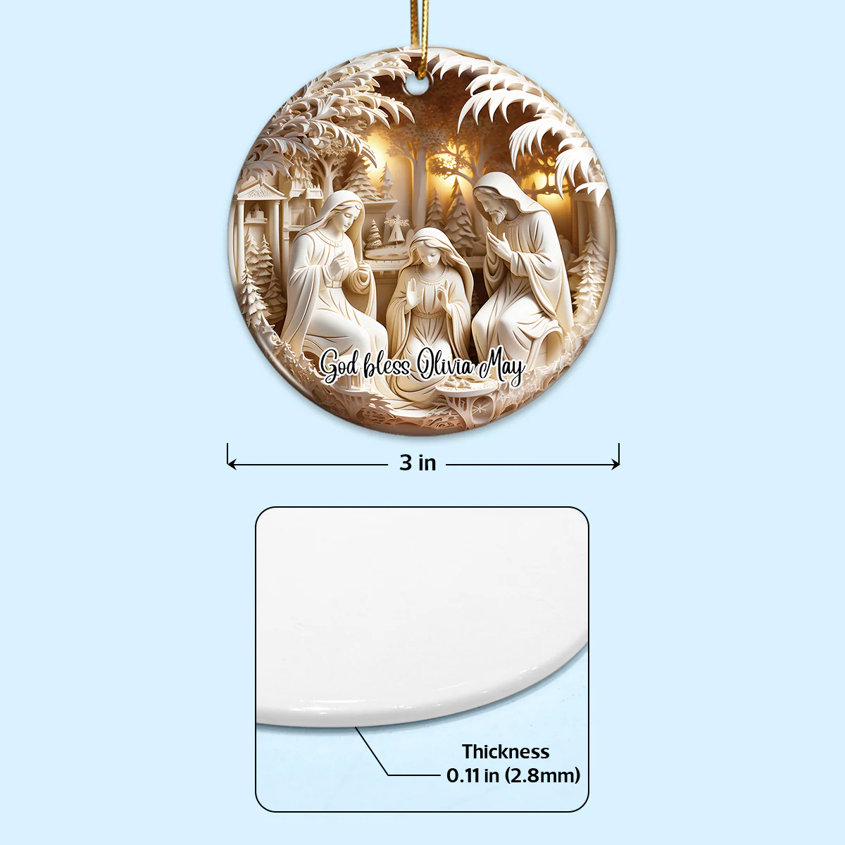 3D Nativity Scene "Birth Of Christ" Christmas Ornament - Image 8
