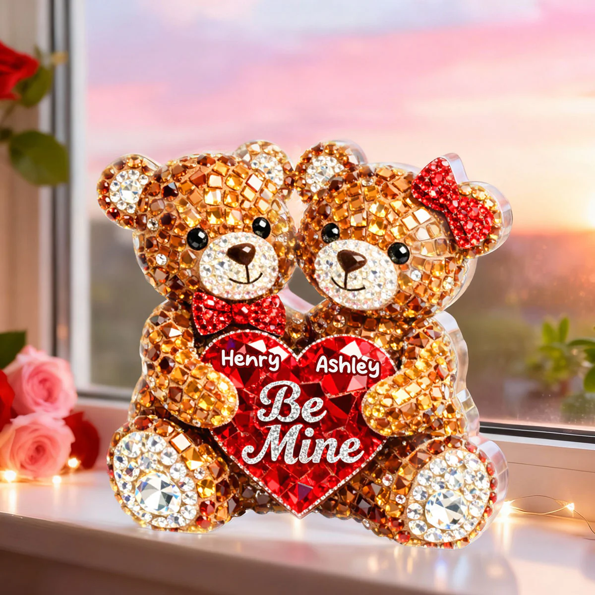 3D Shiny Effect Bear Couple - Personalized Acrylic Block Plaque - Heartfelt Valentine's Day Gift for Her, for Him - Image 4