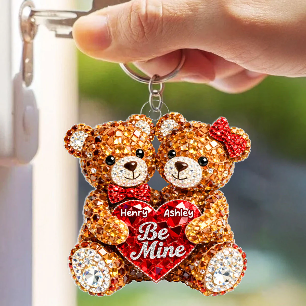 3D Shiny Effect Bear Couple - Personalized Acrylic Keychain - Heartfelt Valentine's Day Gift for Her, for Him - Image 5