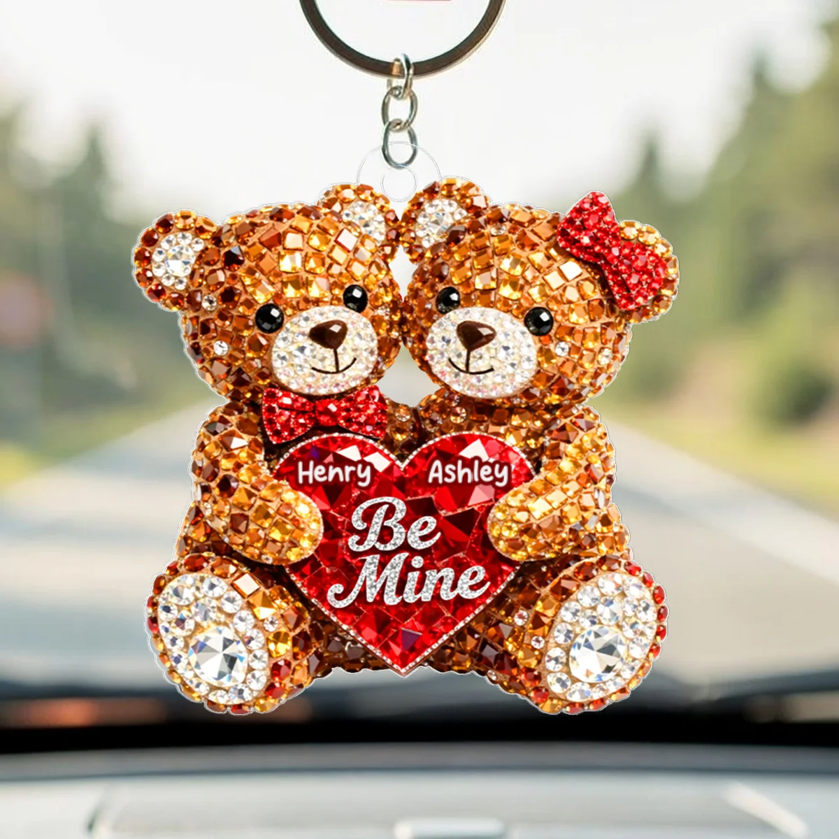 3D Shiny Effect Bear Couple - Personalized Acrylic Keychain - Heartfelt Valentine's Day Gift for Her, for Him - Image 7