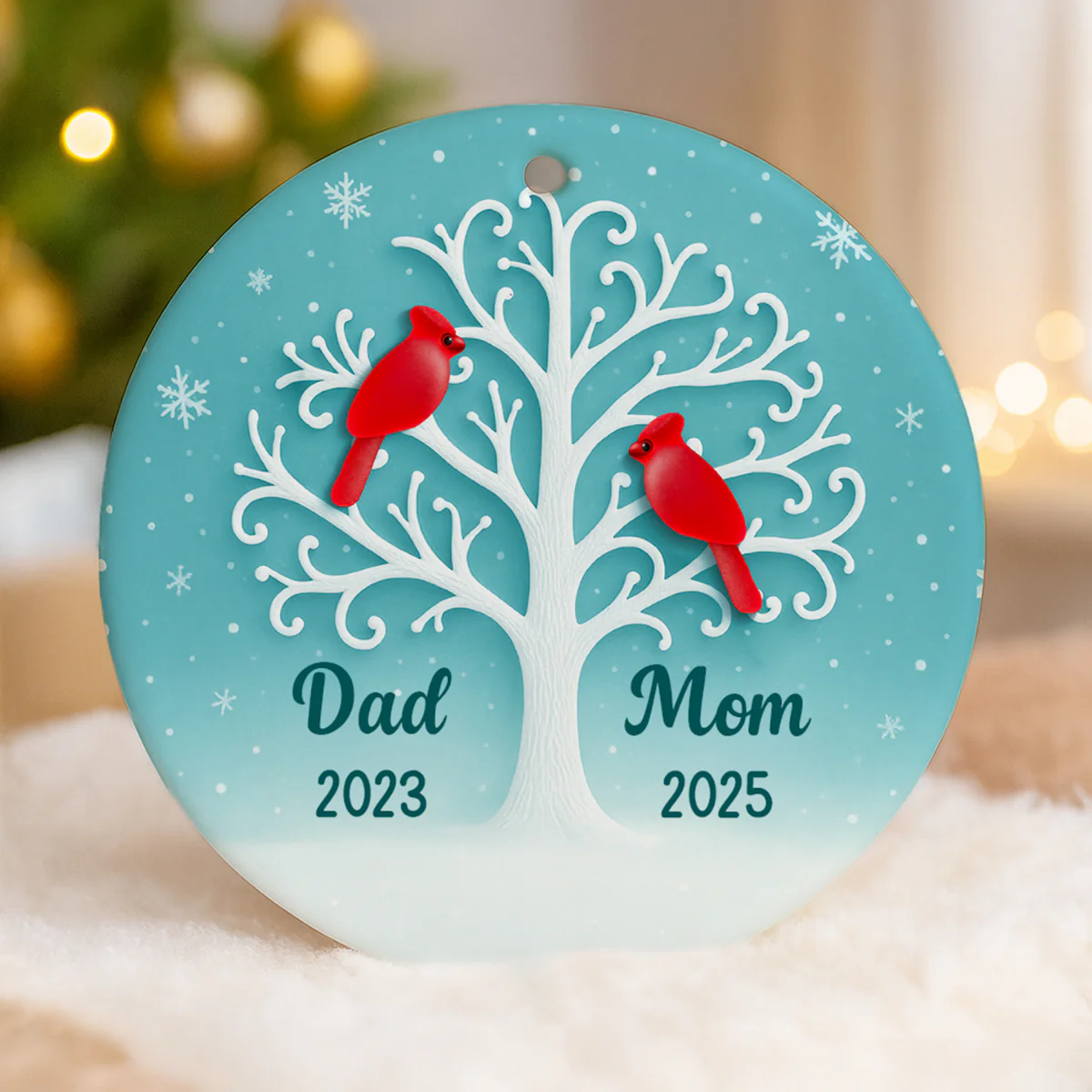 3D Sea Glass Effect Cardinal Memorial Tree - Personalized Ceramic Ornament - Heartwarming Remembrance Gift, Sympathy Gift - Image 6