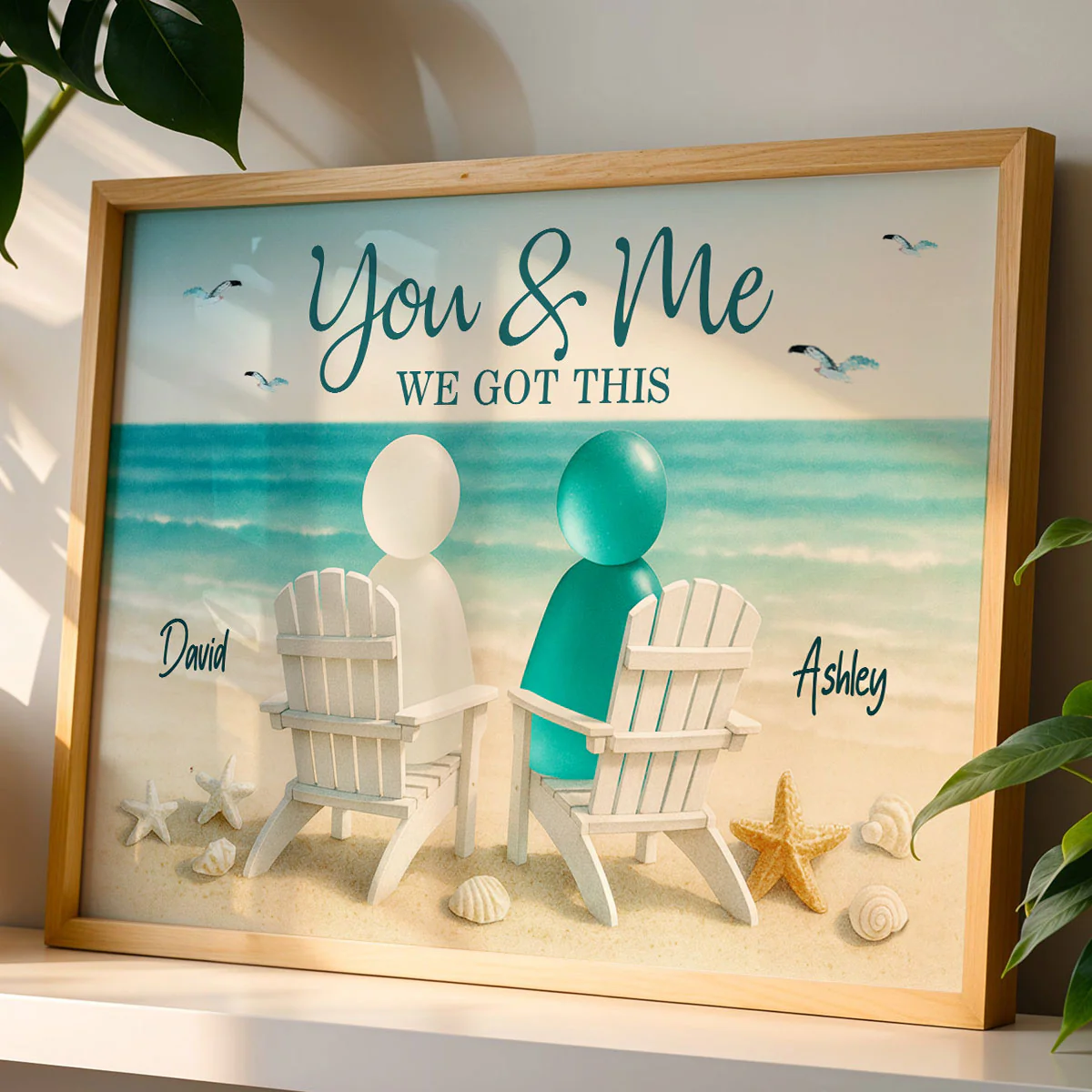 3D Sea Glass Effect Couple You & Me We Got This - Personalized Poster - Image 5