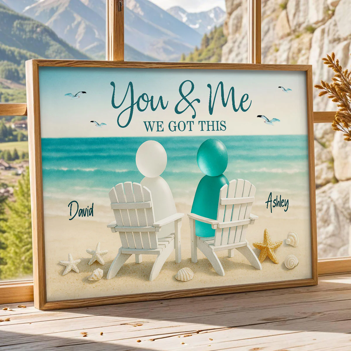 3D Sea Glass Effect Couple You & Me We Got This - Personalized Poster - Image 7