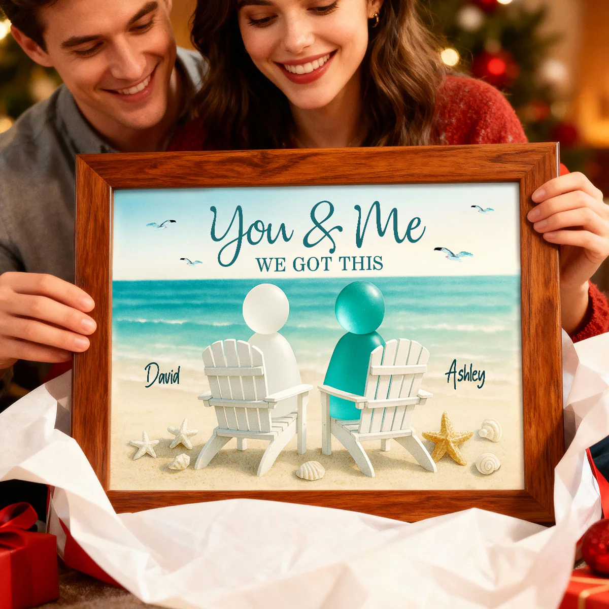 3D Sea Glass Effect Couple You & Me We Got This - Personalized Poster - Image 8