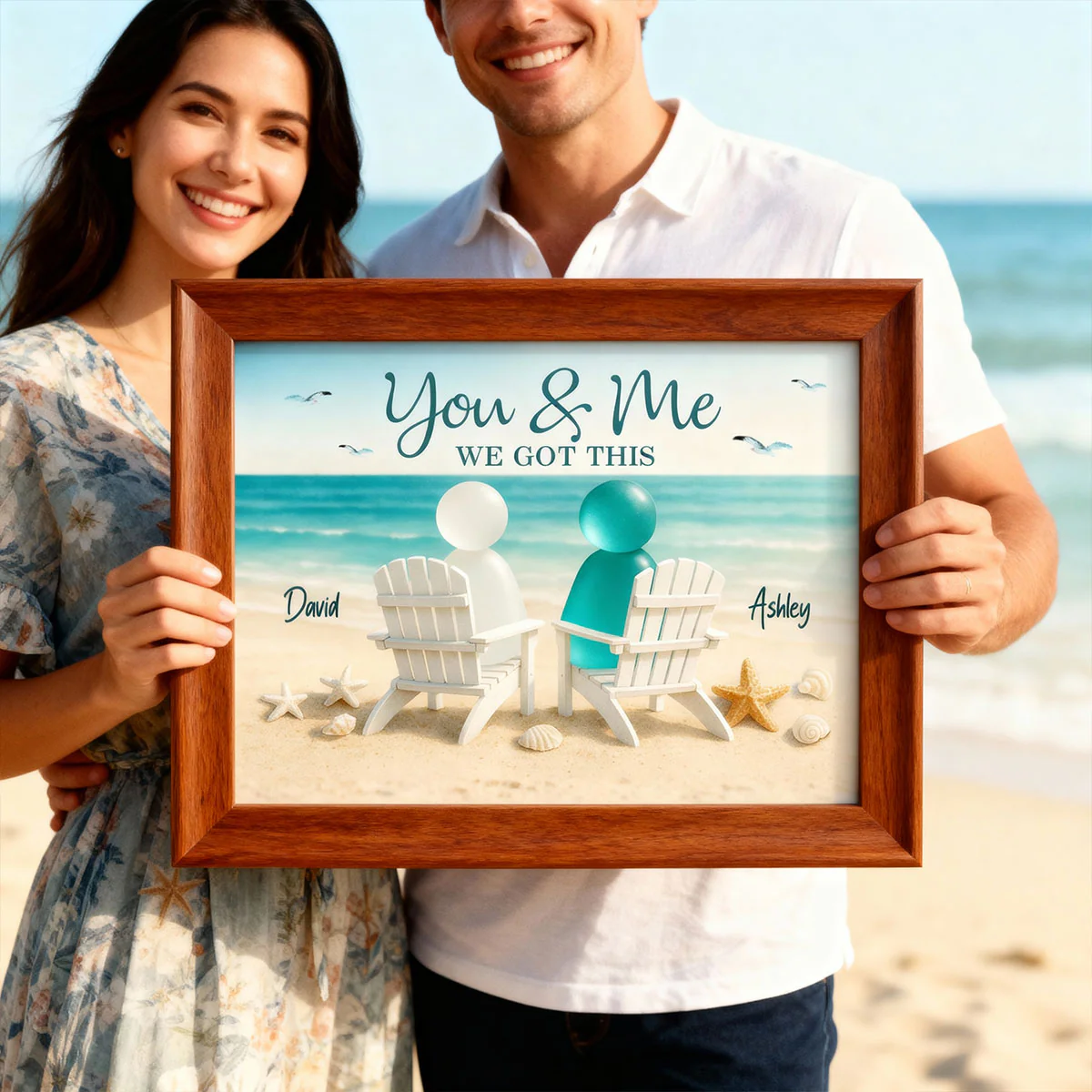 3D Sea Glass Effect Couple You & Me We Got This - Personalized Poster - Image 9