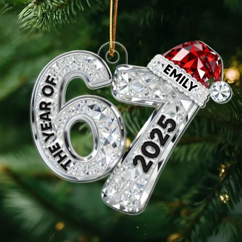 3D Effect Flat 67 Six Seven 2025 Slang Christmas - Personalized Acrylic Ornament - Funny Christmas Gift For Teen, Grandkid, Gen Alpha - Image 10