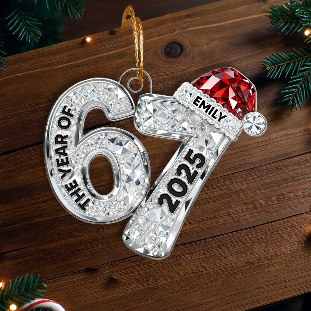 3D Effect Flat 67 Six Seven 2025 Slang Christmas - Personalized Acrylic Ornament - Funny Christmas Gift For Teen, Grandkid, Gen Alpha - Image 6