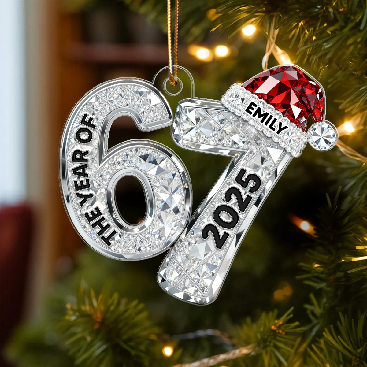 3D Effect Flat 67 Six Seven 2025 Slang Christmas - Personalized Acrylic Ornament - Funny Christmas Gift For Teen, Grandkid, Gen Alpha - Image 7