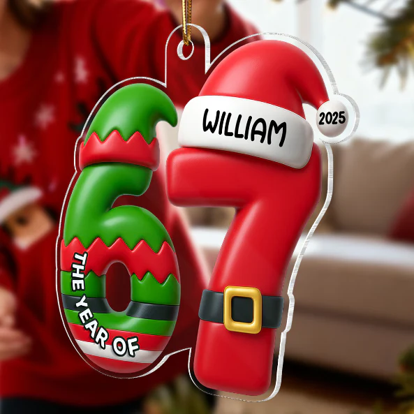 3D Shining Effect 67 Six Seven 2025 Slang Christmas - Personalized Acrylic Ornament - Funny Christmas Gift For Teen, Grandkid, Gen Alpha - Image 10