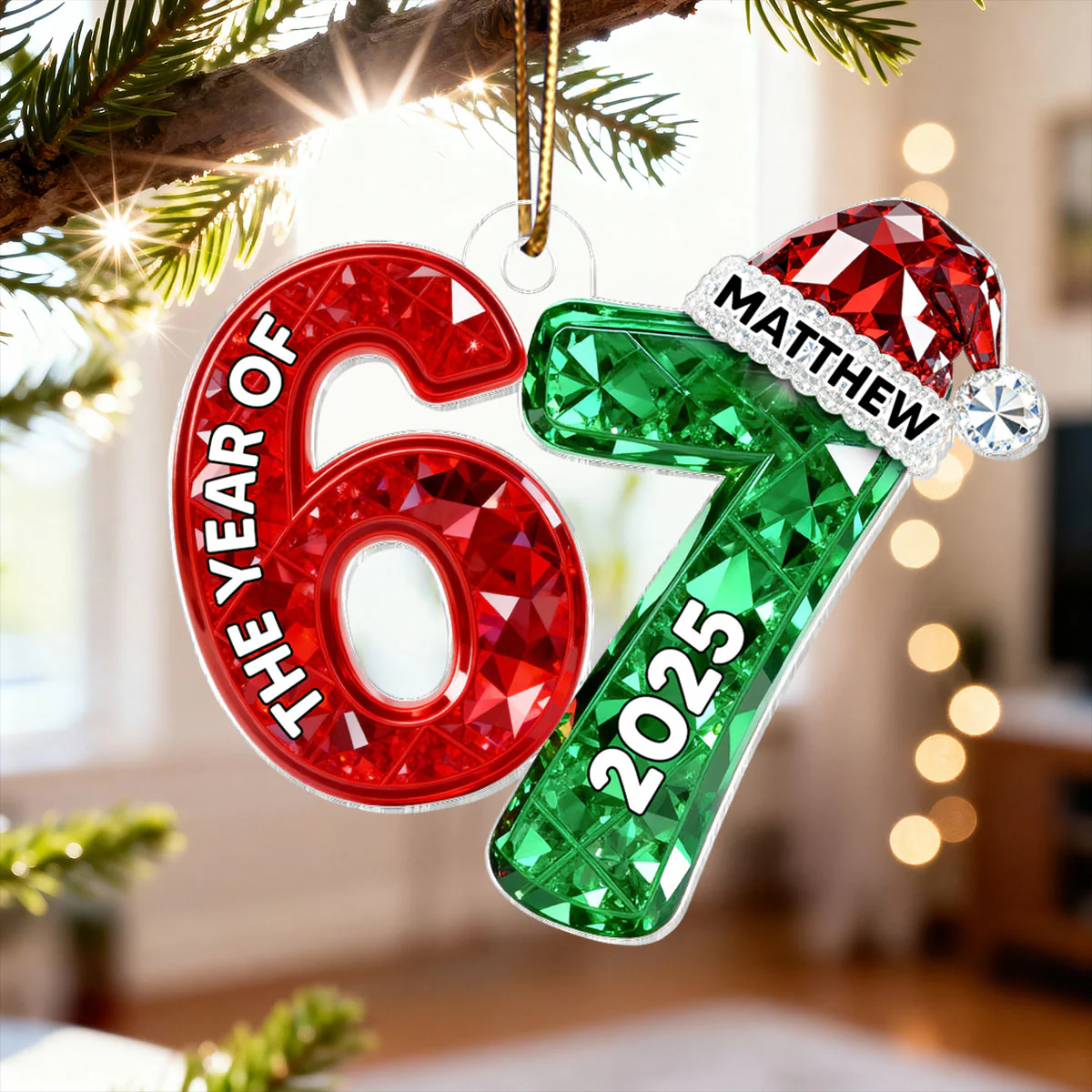 3D Effect Flat 67 Six Seven 2025 Slang Christmas - Personalized Acrylic Ornament - Funny Christmas Gift For Teen, Grandkid, Gen Alpha - Image 10