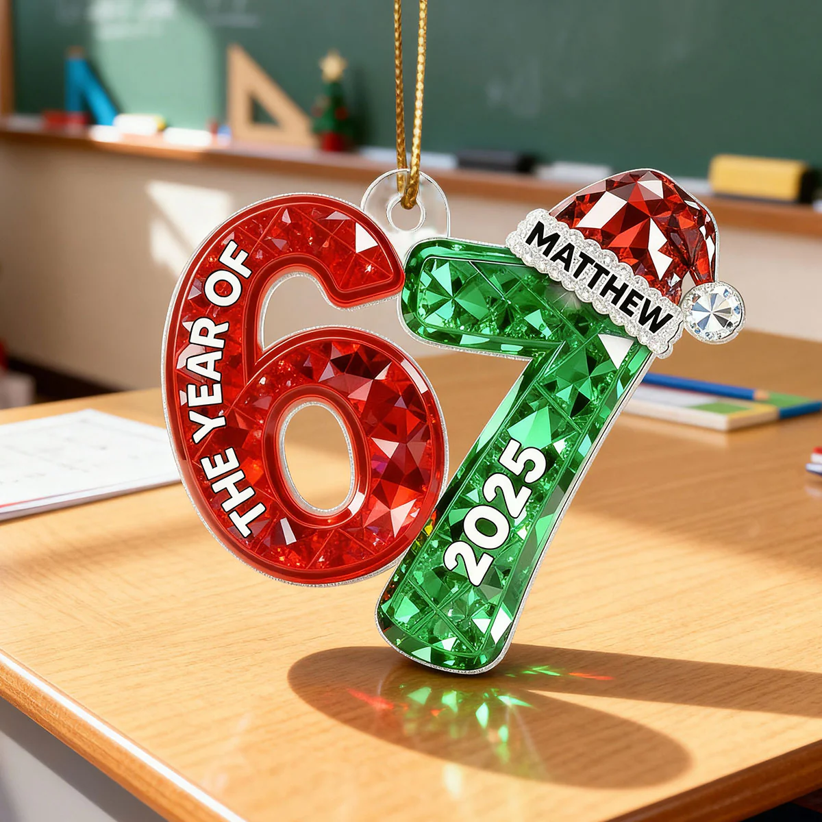 3D Effect Flat 67 Six Seven 2025 Slang Christmas - Personalized Acrylic Ornament - Funny Christmas Gift For Teen, Grandkid, Gen Alpha - Image 12