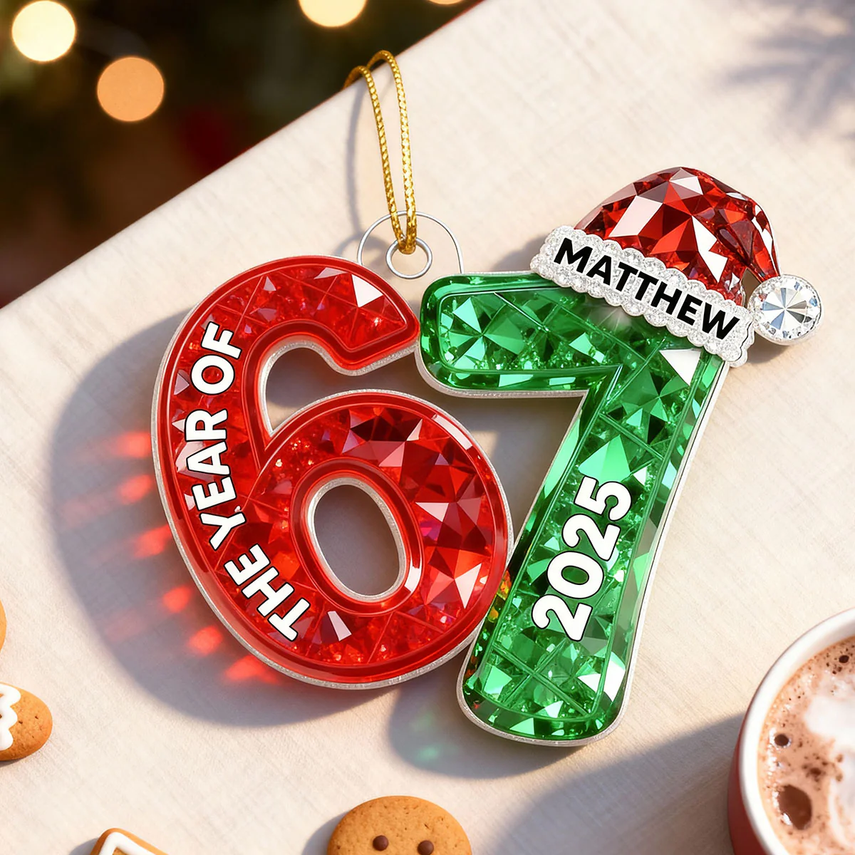 3D Effect Flat 67 Six Seven 2025 Slang Christmas - Personalized Acrylic Ornament - Funny Christmas Gift For Teen, Grandkid, Gen Alpha - Image 13