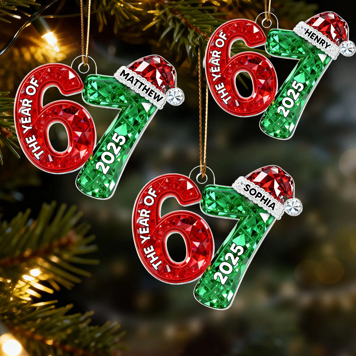 3D Effect Flat 67 Six Seven 2025 Slang Christmas - Personalized Acrylic Ornament - Funny Christmas Gift For Teen, Grandkid, Gen Alpha - Image 14