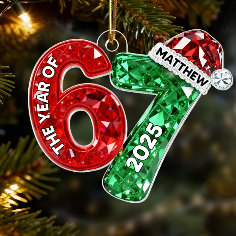 3D Effect Flat 67 Six Seven 2025 Slang Christmas - Personalized Acrylic Ornament - Funny Christmas Gift For Teen, Grandkid, Gen Alpha - Image 15
