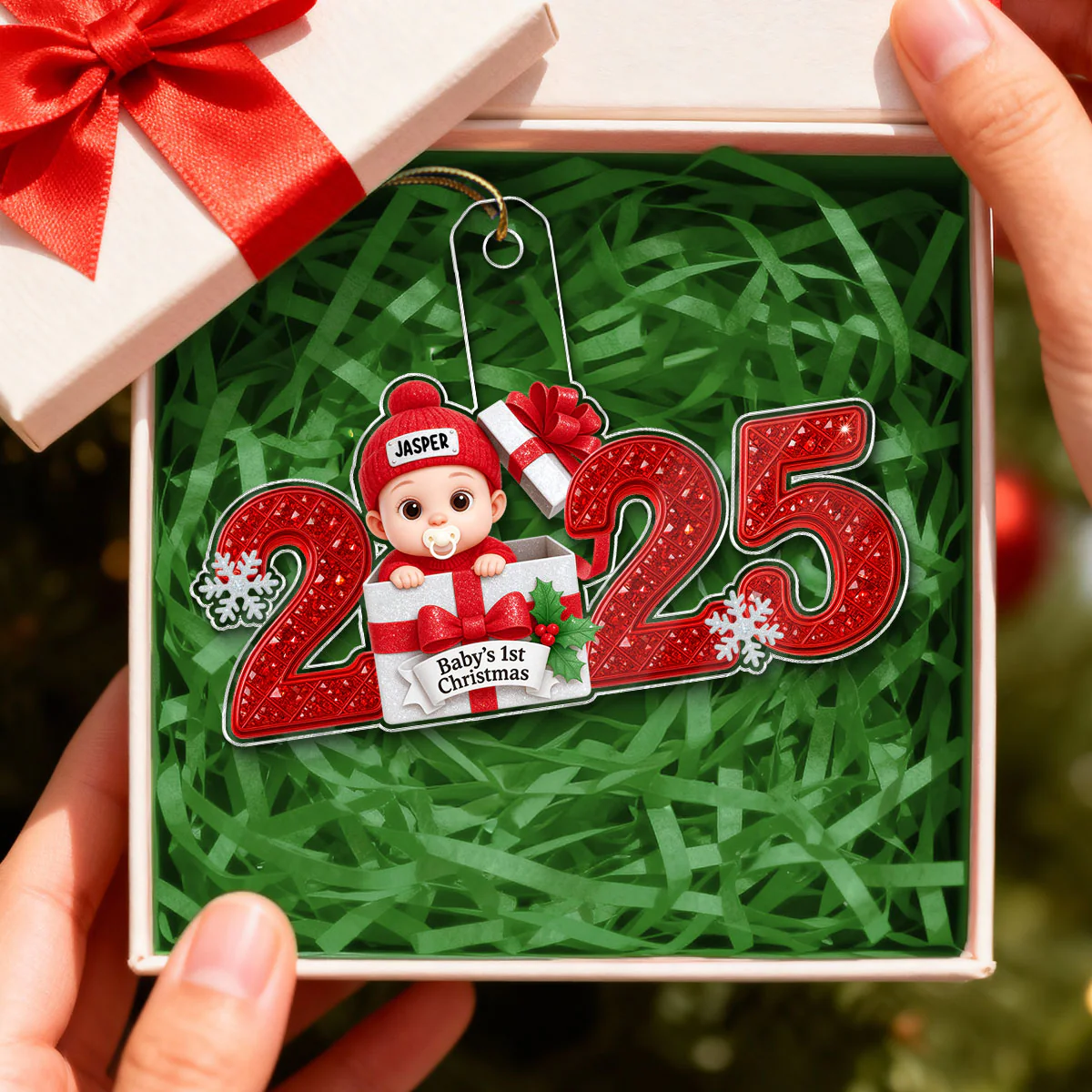3D Shining Effect Baby's First Christmas - Personalized Acrylic Ornament - Image 3