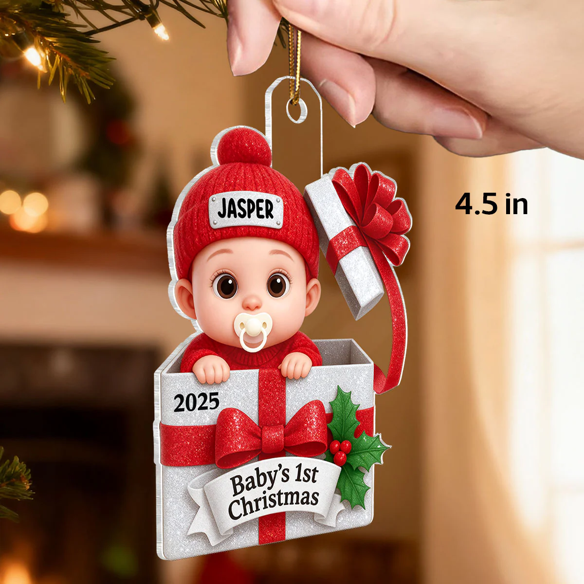 3D Shining Effect Baby's First Christmas - Personalized Acrylic Ornament - Image 2