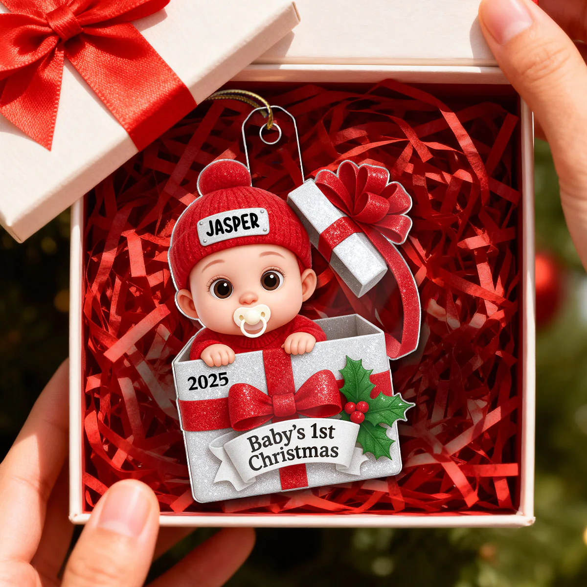 3D Shining Effect Baby's First Christmas - Personalized Acrylic Ornament - Image 3