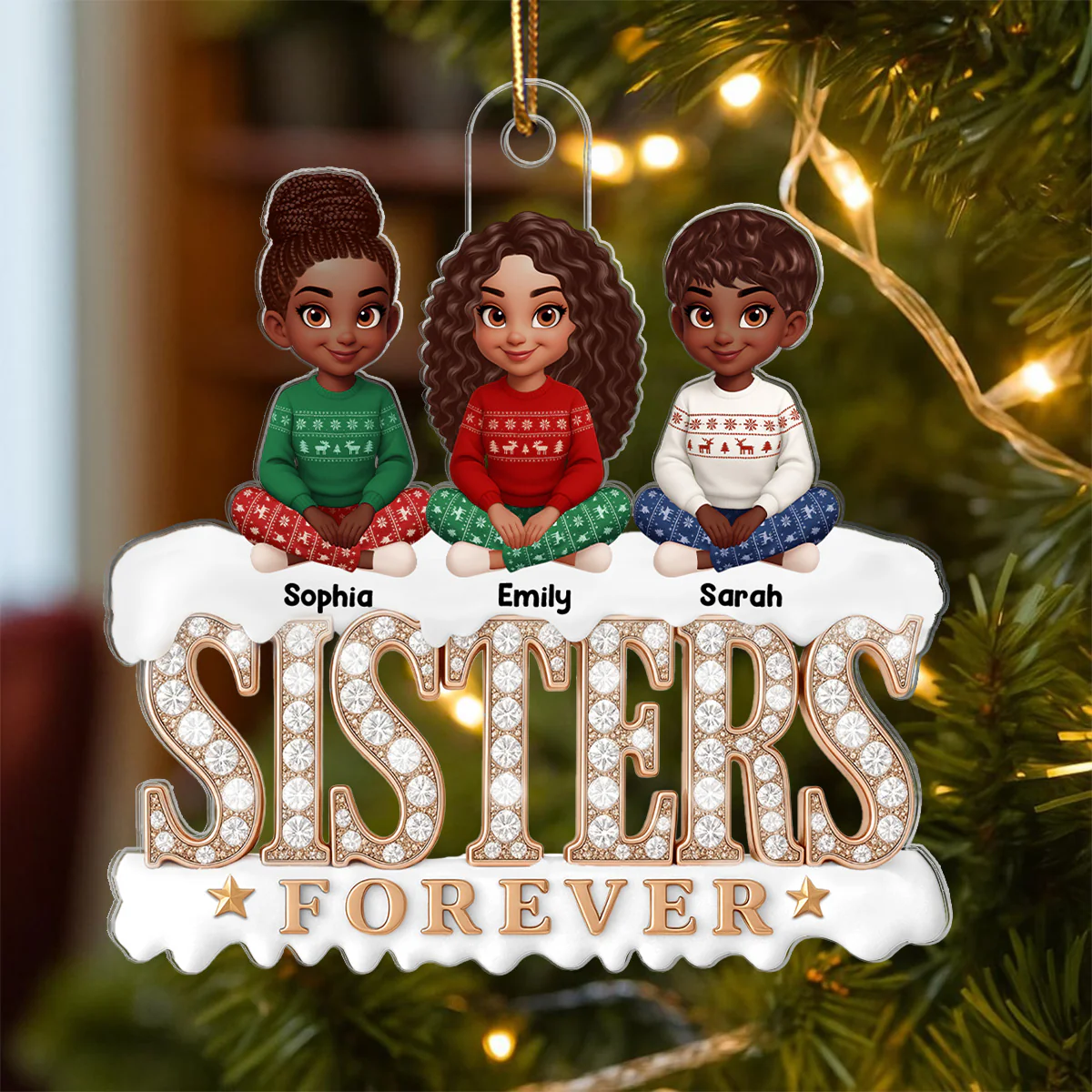 3D Shining Effect Beautiful Sisters Forever - Personalized Acrylic Ornament - Gift For Sisters - Image 6