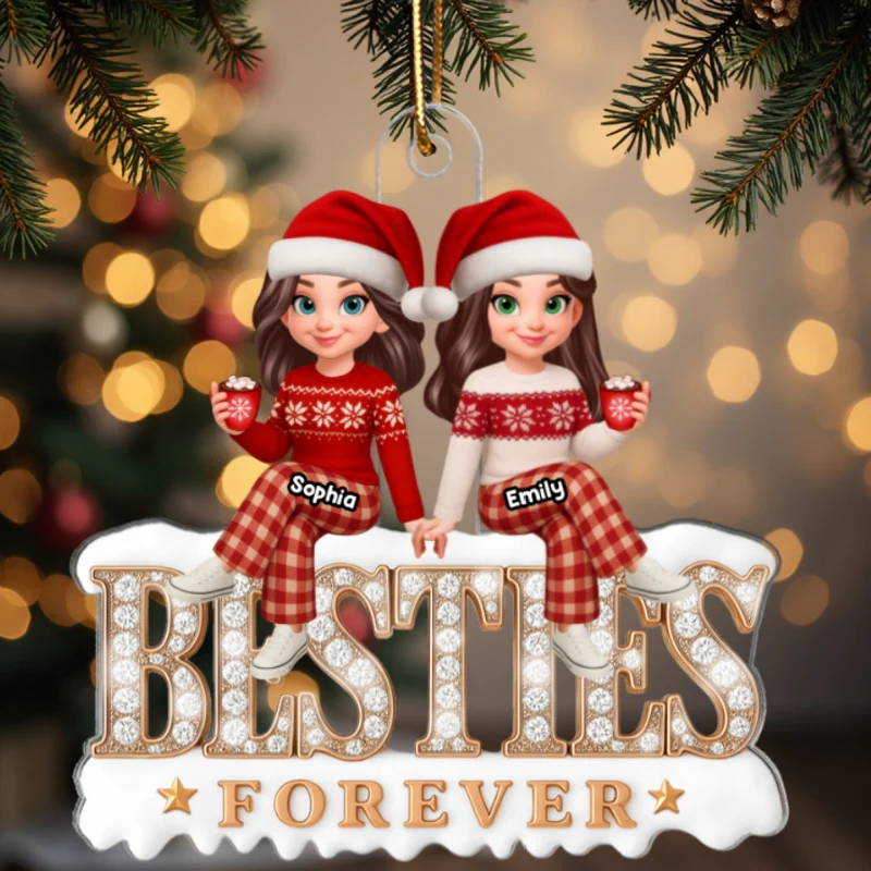 3D Shining Effect Besties Forever - Personalized Acrylic Ornament - Gift For Best Friends - Image 9