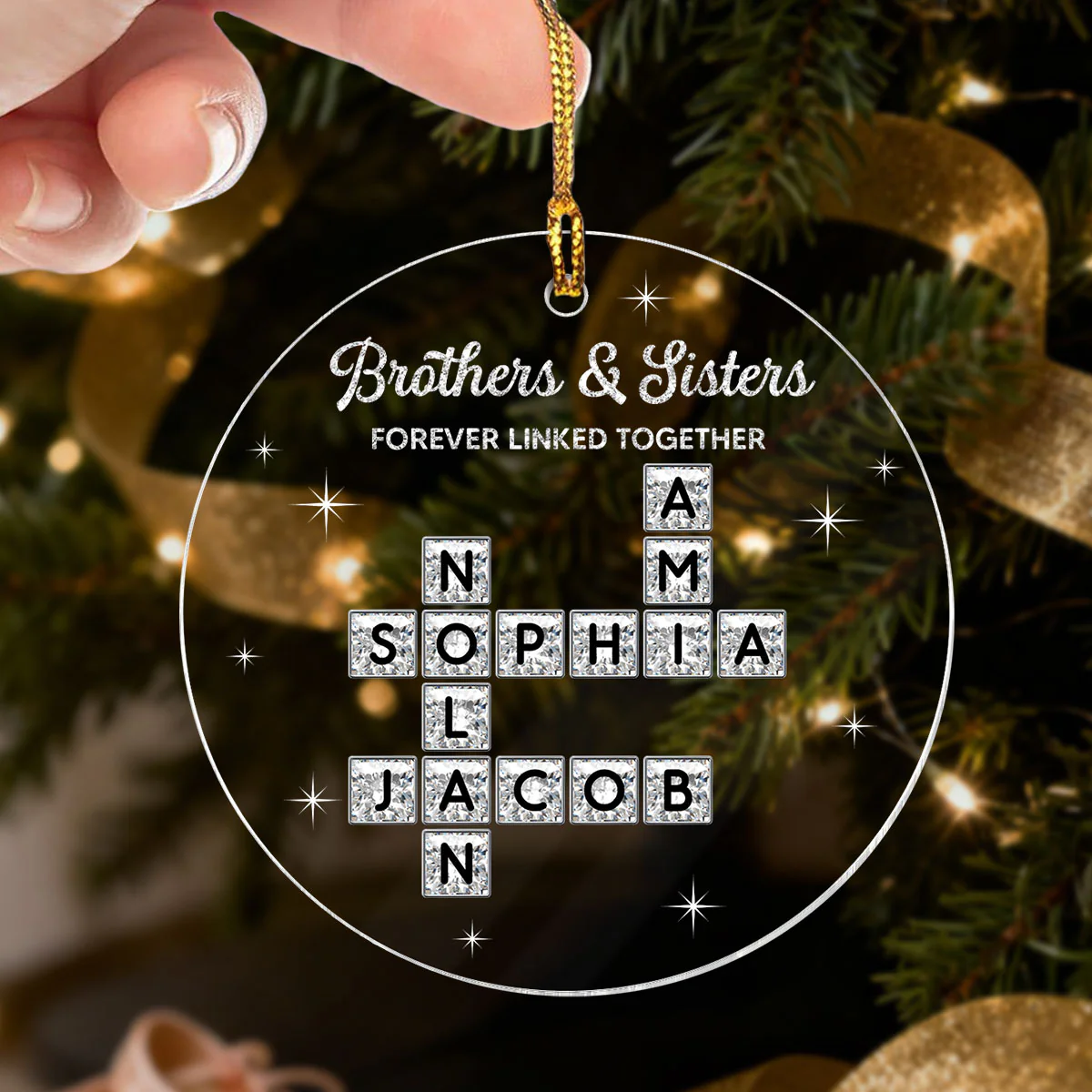 3D Shining Effect Brothers Sisters Crossword Puzzle Art - Personalized Acrylic Ornament - Christmas Gift For Siblings, Brothers, Sisters - Image 7
