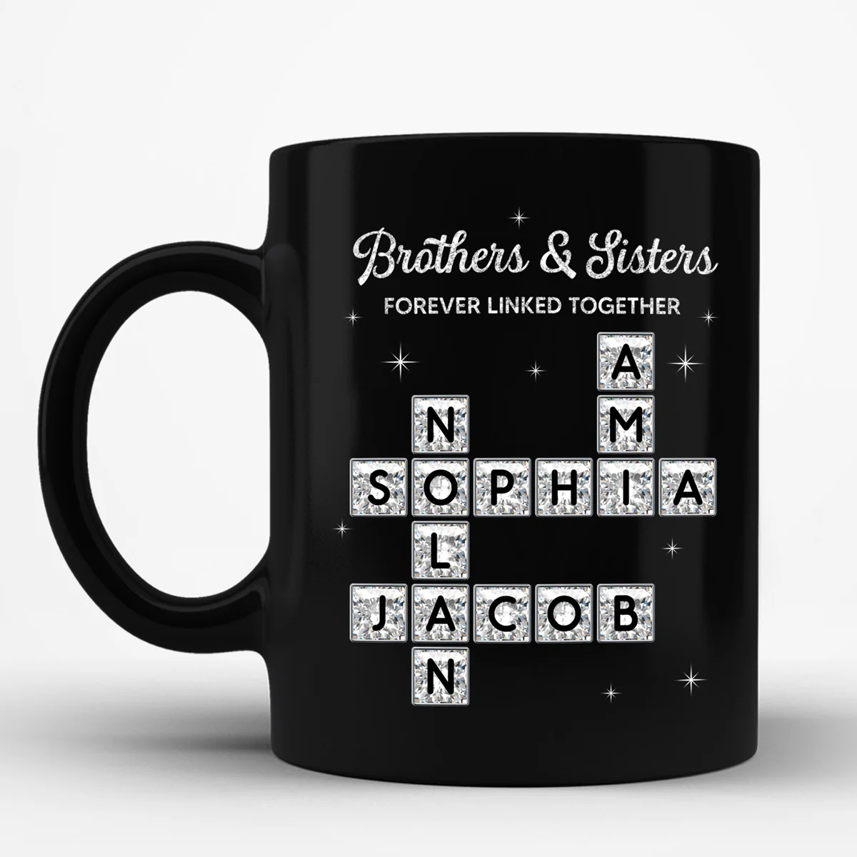 3D Shining Effect Brothers Sisters Crossword Puzzle Art - Personalized Mug - Christmas Gift For Siblings, Brothers, Sisters - Image 2