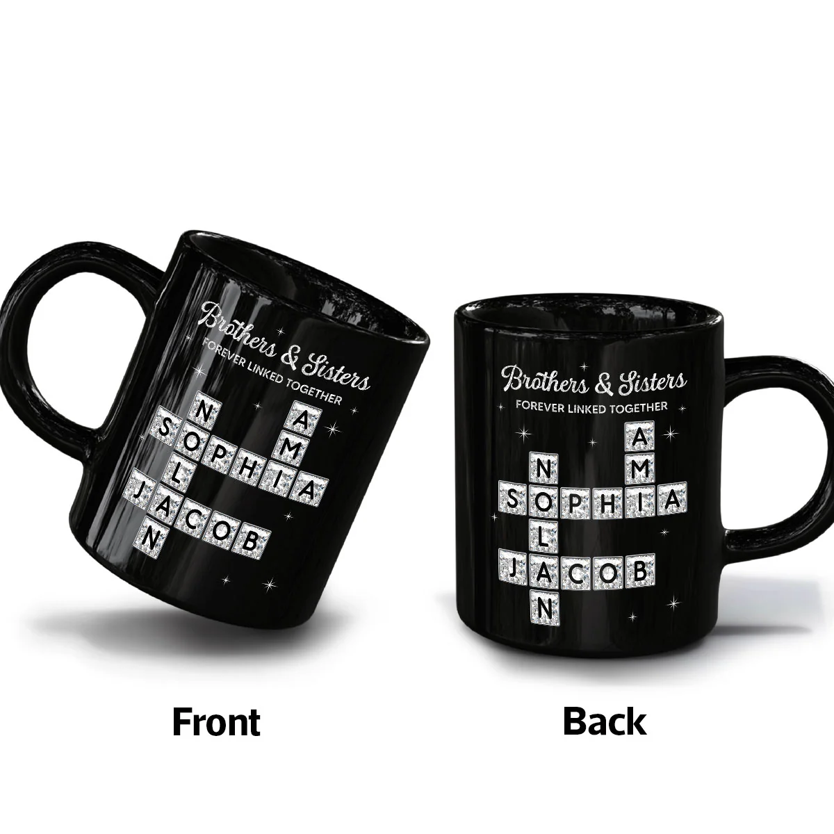 3D Shining Effect Brothers Sisters Crossword Puzzle Art - Personalized Mug - Christmas Gift For Siblings, Brothers, Sisters - Image 3