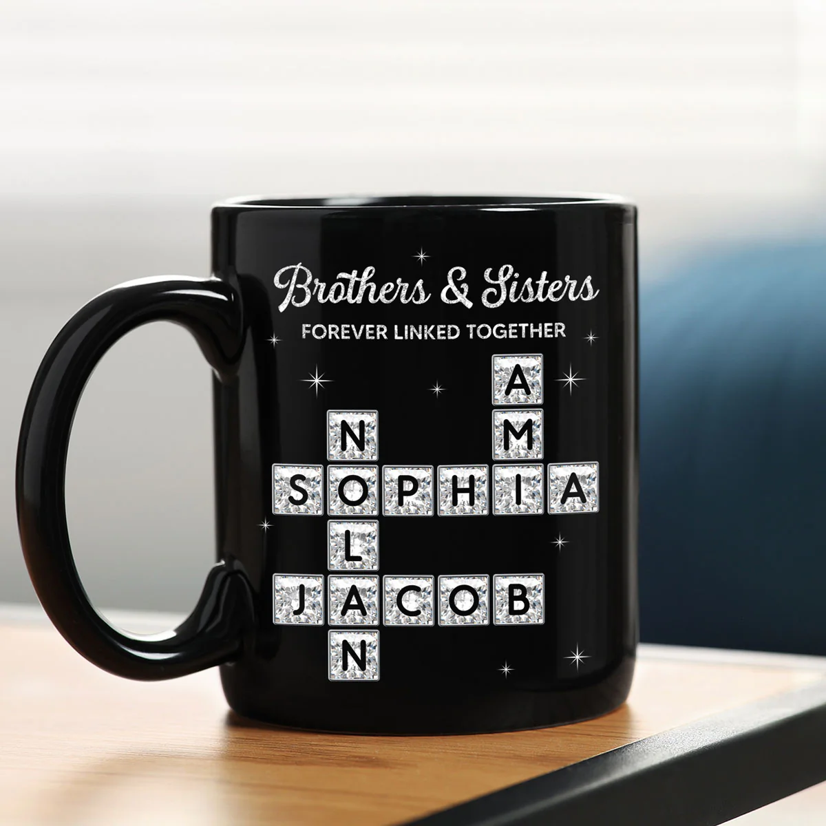 3D Shining Effect Brothers Sisters Crossword Puzzle Art - Personalized Mug - Christmas Gift For Siblings, Brothers, Sisters - Image 4