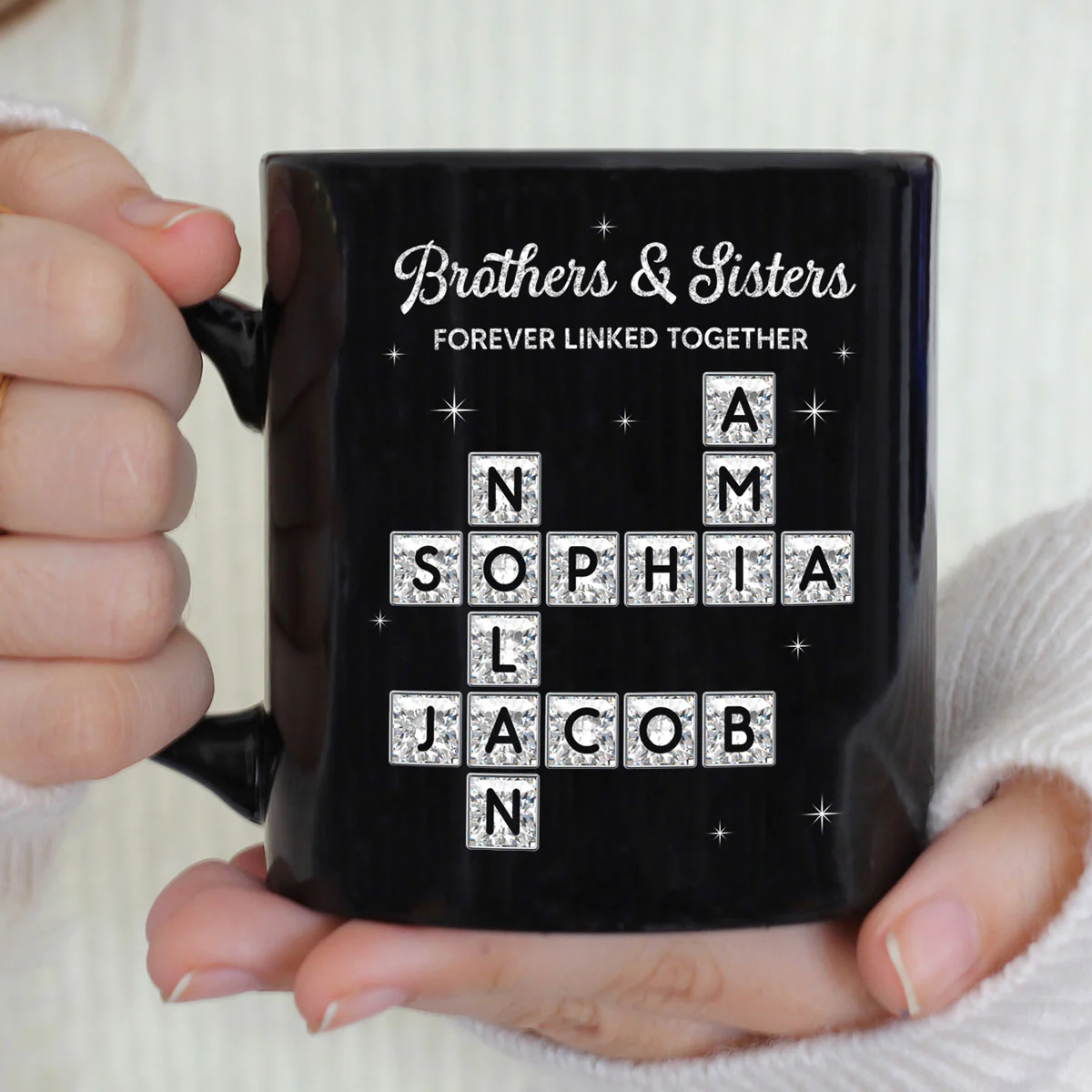 3D Shining Effect Brothers Sisters Crossword Puzzle Art - Personalized Mug - Christmas Gift For Siblings, Brothers, Sisters - Image 5