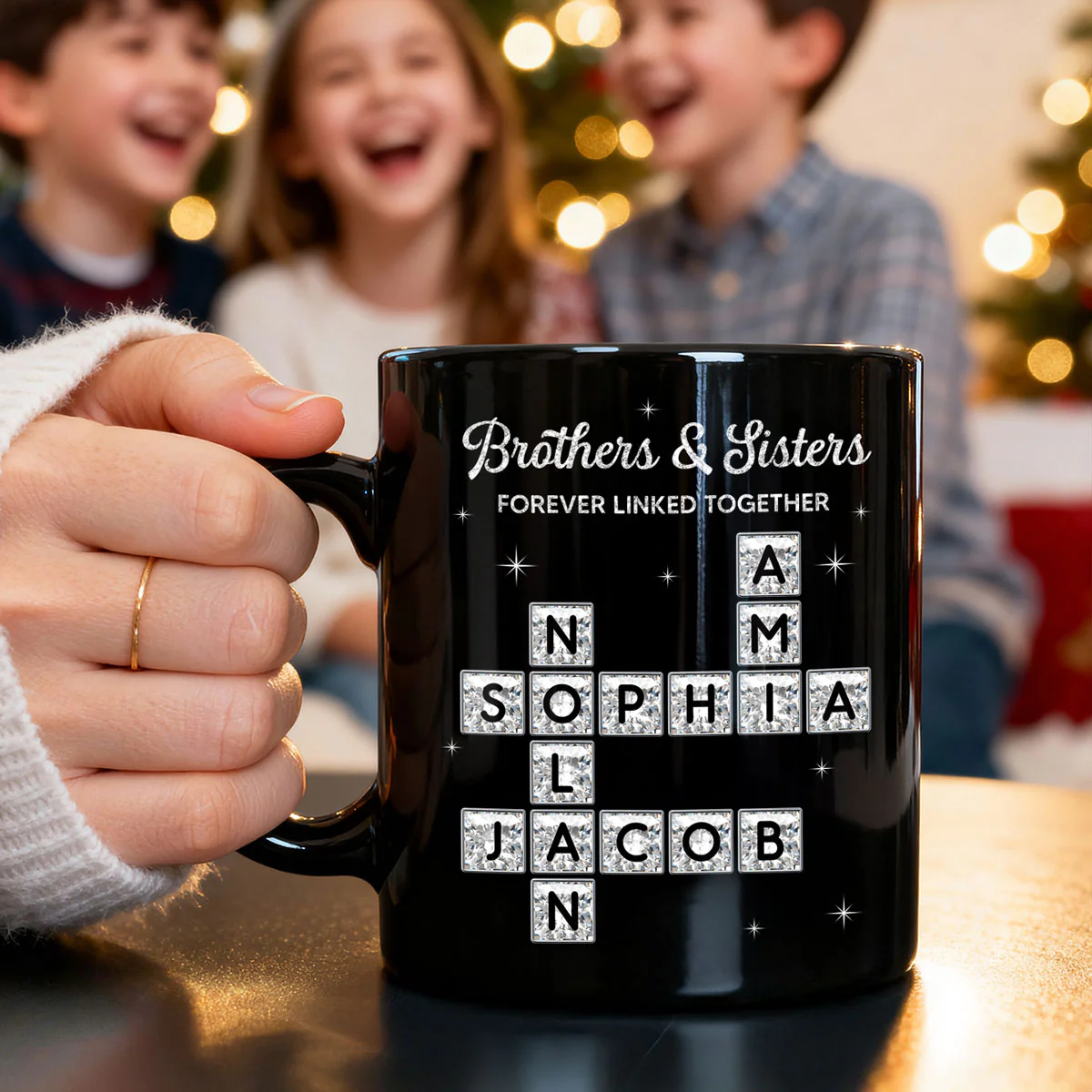 3D Shining Effect Brothers Sisters Crossword Puzzle Art - Personalized Mug - Christmas Gift For Siblings, Brothers, Sisters - Image 7