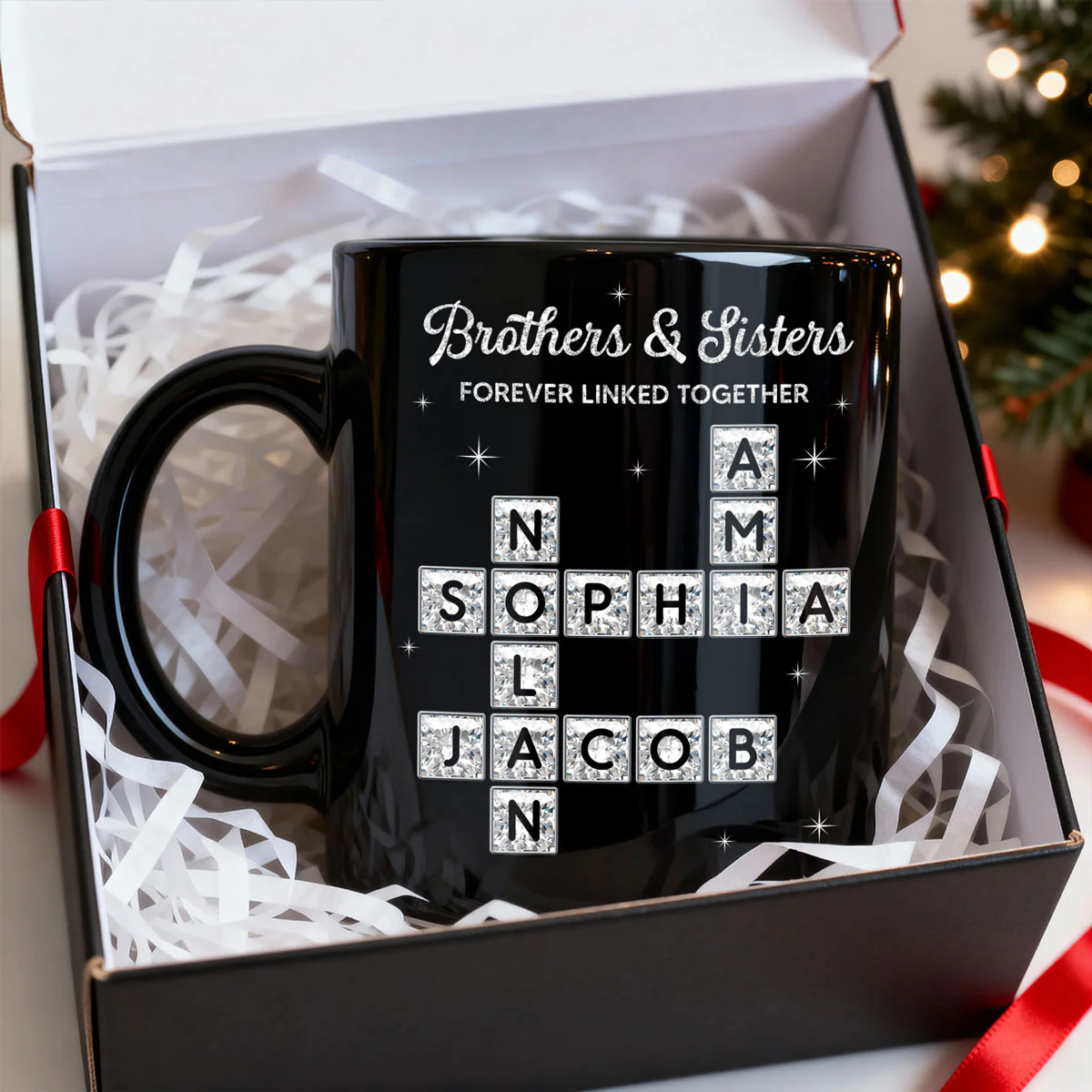 3D Shining Effect Brothers Sisters Crossword Puzzle Art - Personalized Mug - Christmas Gift For Siblings, Brothers, Sisters - Image 9
