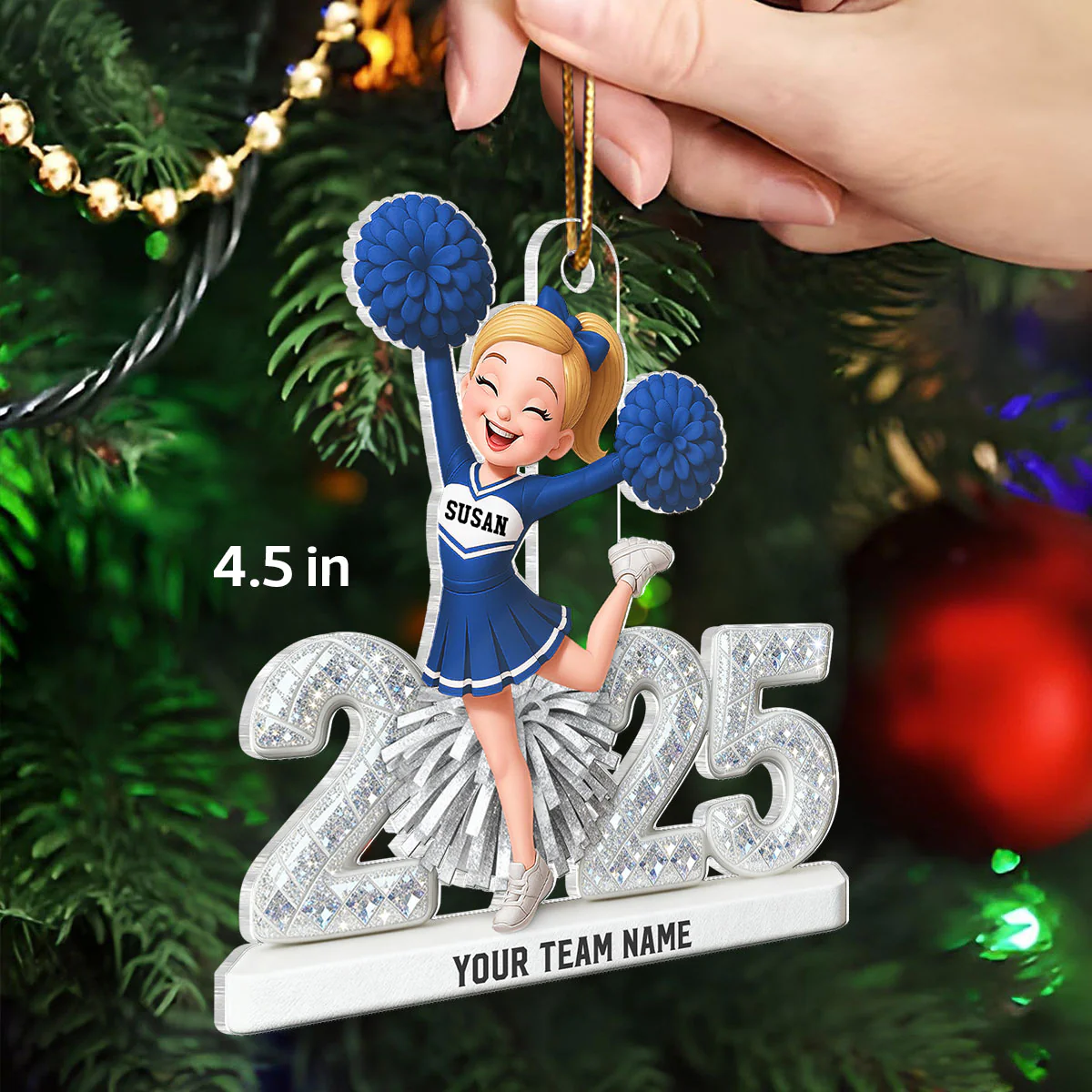 3D Shining Effect Christmas Cheerleader - Personalized Acrylic Ornament - Christmas Gift For Cheerleaders - Image 2