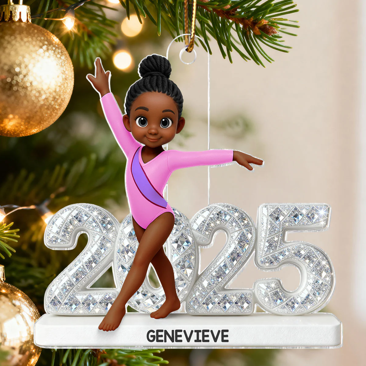 3D Shining Effect Christmas Gymnastic Girl - Personalized Acrylic Ornament - Christmas Gift For Daughter, Granddaughter - Image 4