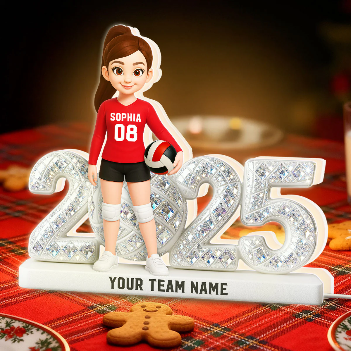 3D Shining Effect Christmas Volleyball Player Keepsake - Personalized Light Box - Gift For Volleyball Players - Image 2
