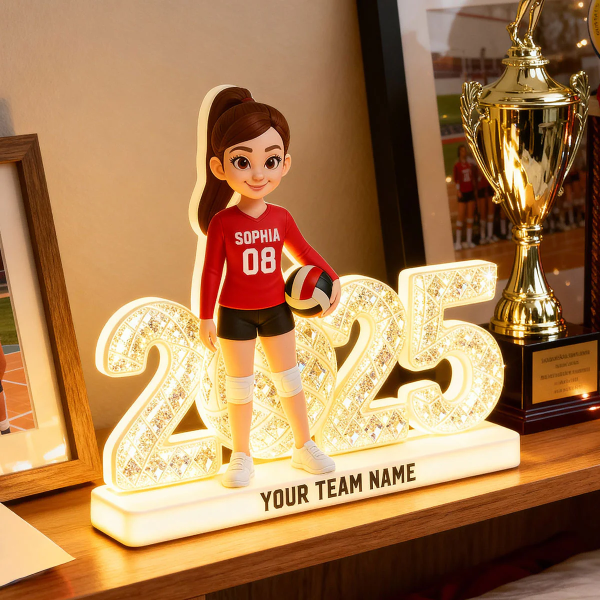 3D Shining Effect Christmas Volleyball Player Keepsake - Personalized Light Box - Gift For Volleyball Players - Image 3