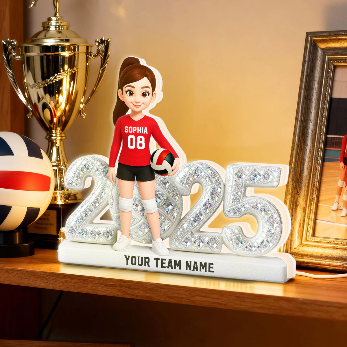 3D Shining Effect Christmas Volleyball Player Keepsake - Personalized Light Box - Gift For Volleyball Players - Image 4