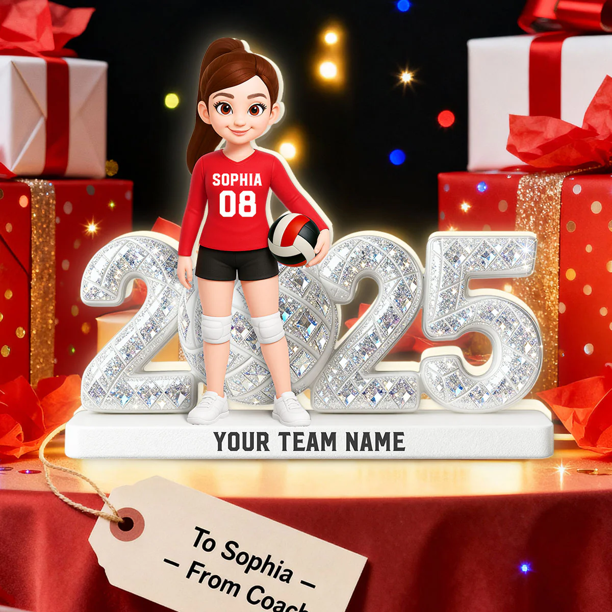 3D Shining Effect Christmas Volleyball Player Keepsake - Personalized Light Box - Gift For Volleyball Players - Image 5
