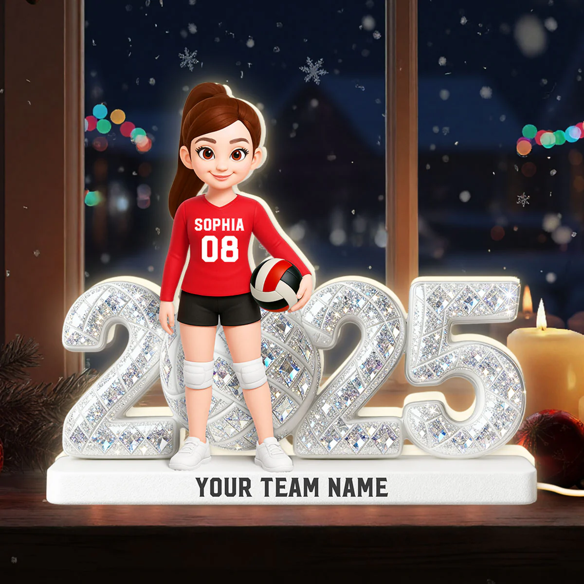 3D Shining Effect Christmas Volleyball Player Keepsake - Personalized Light Box - Gift For Volleyball Players - Image 9