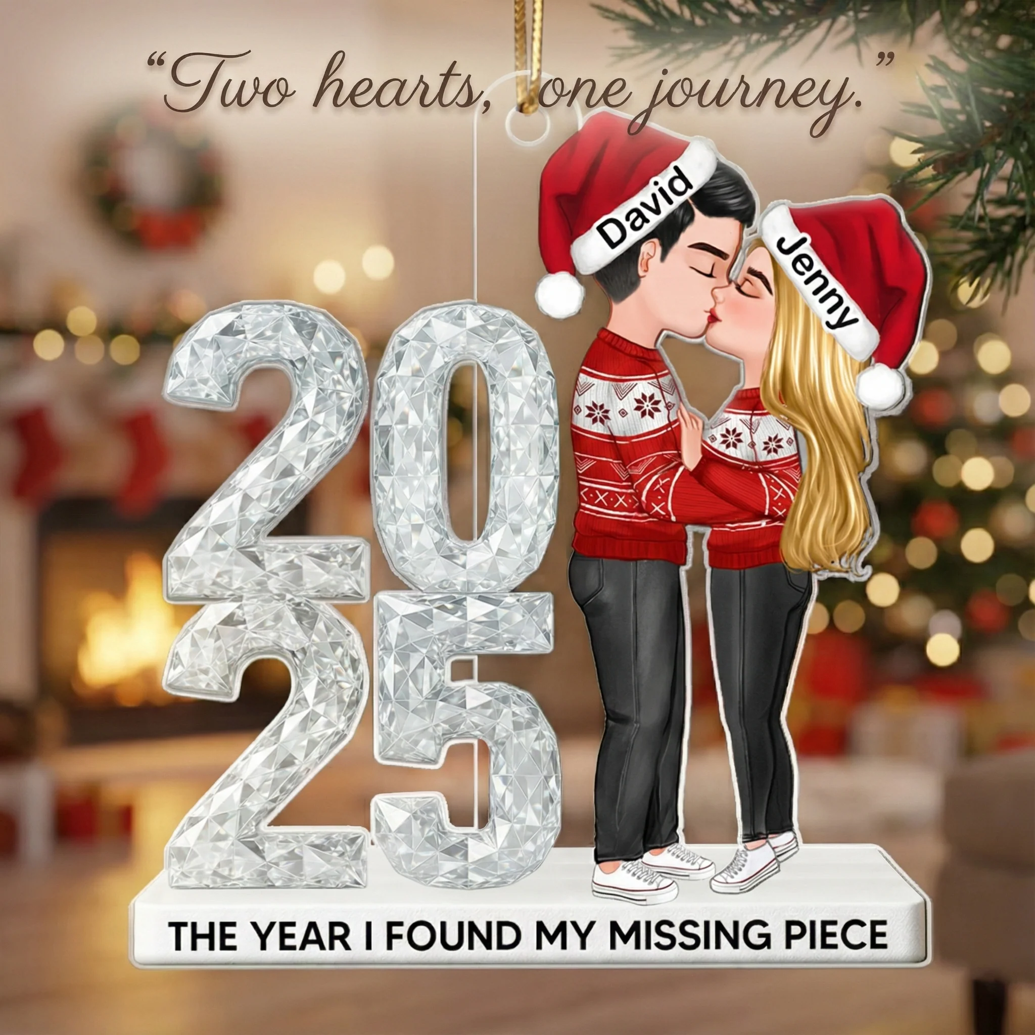 3D Shining Effect Couple Together Since - Personalized Acrylic Ornament - Heartwarming Christmas Gift For Him, For Her, For Couple - Image 3