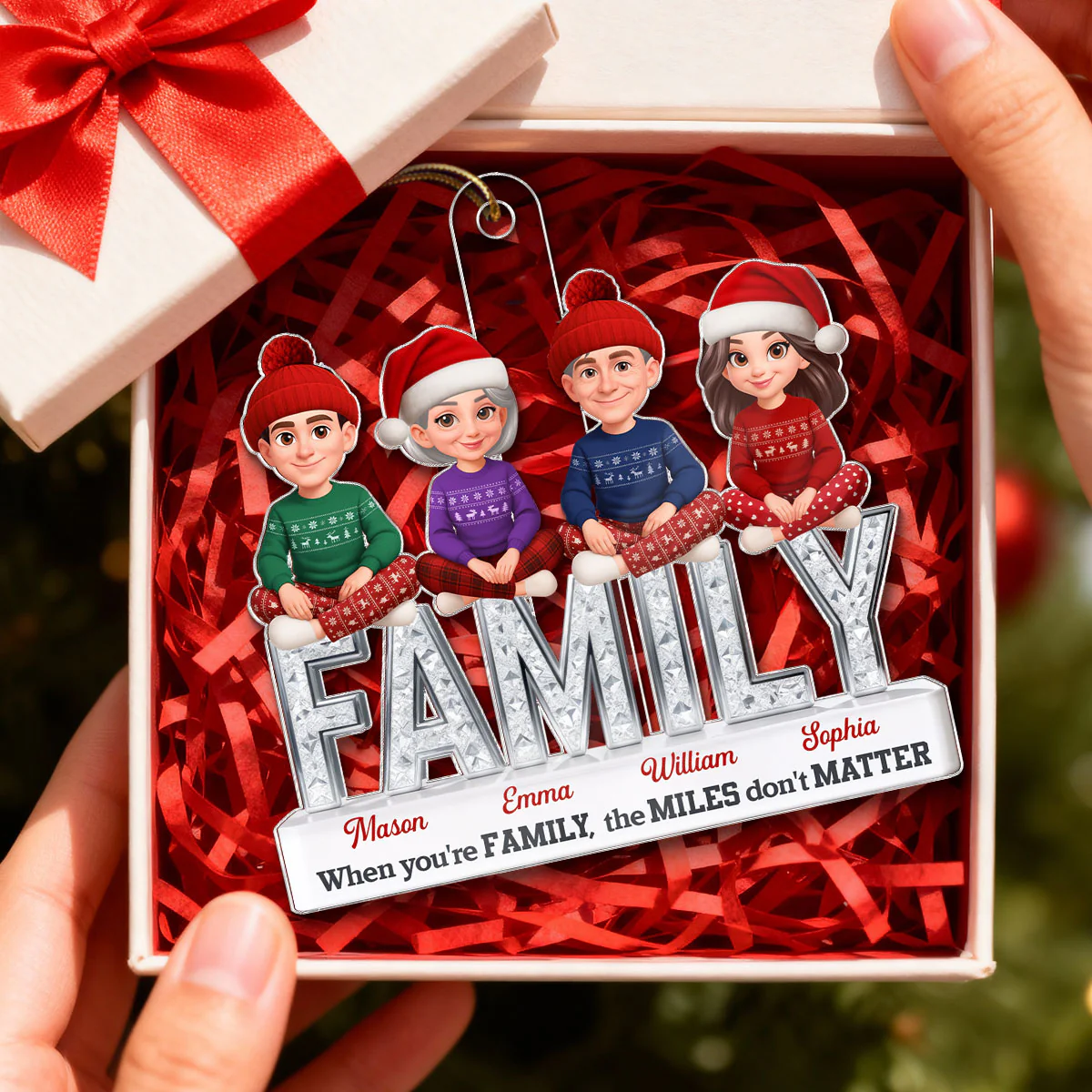 3D Shining Effect Family Forever - Personalized Acrylic Ornament - Christmas Gift For Family - Image 3