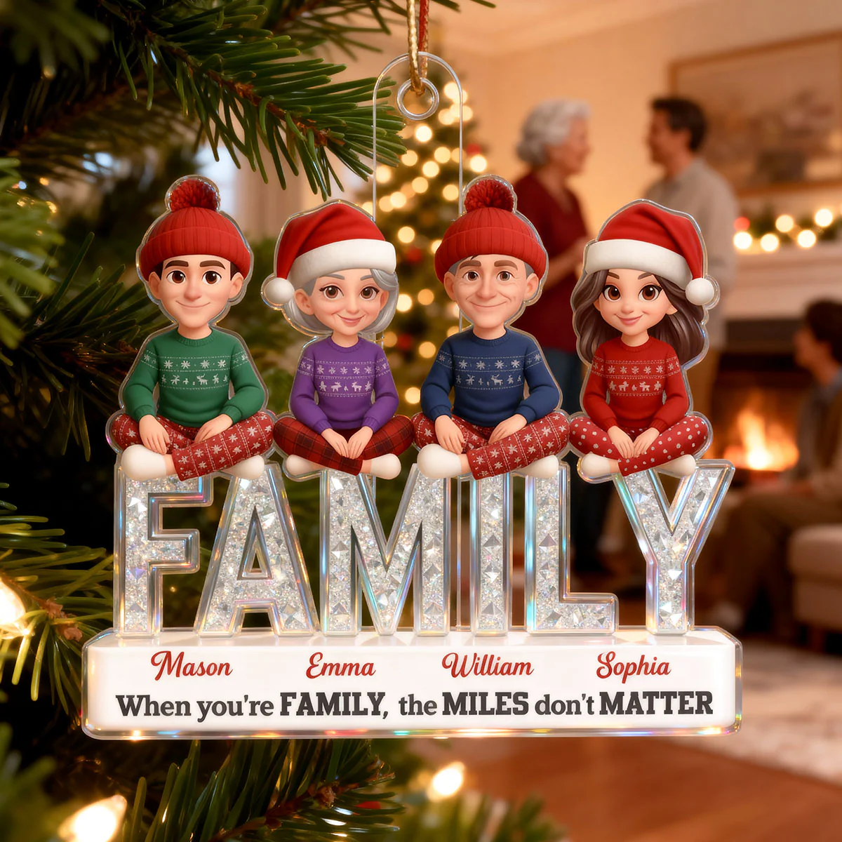 3D Shining Effect Family Forever - Personalized Acrylic Ornament - Christmas Gift For Family - Image 4