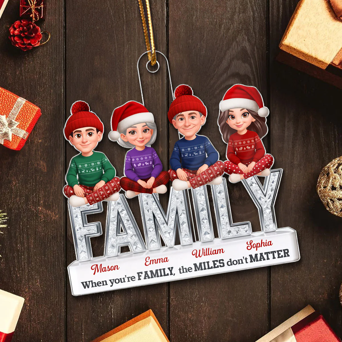 3D Shining Effect Family Forever - Personalized Acrylic Ornament - Christmas Gift For Family - Image 5